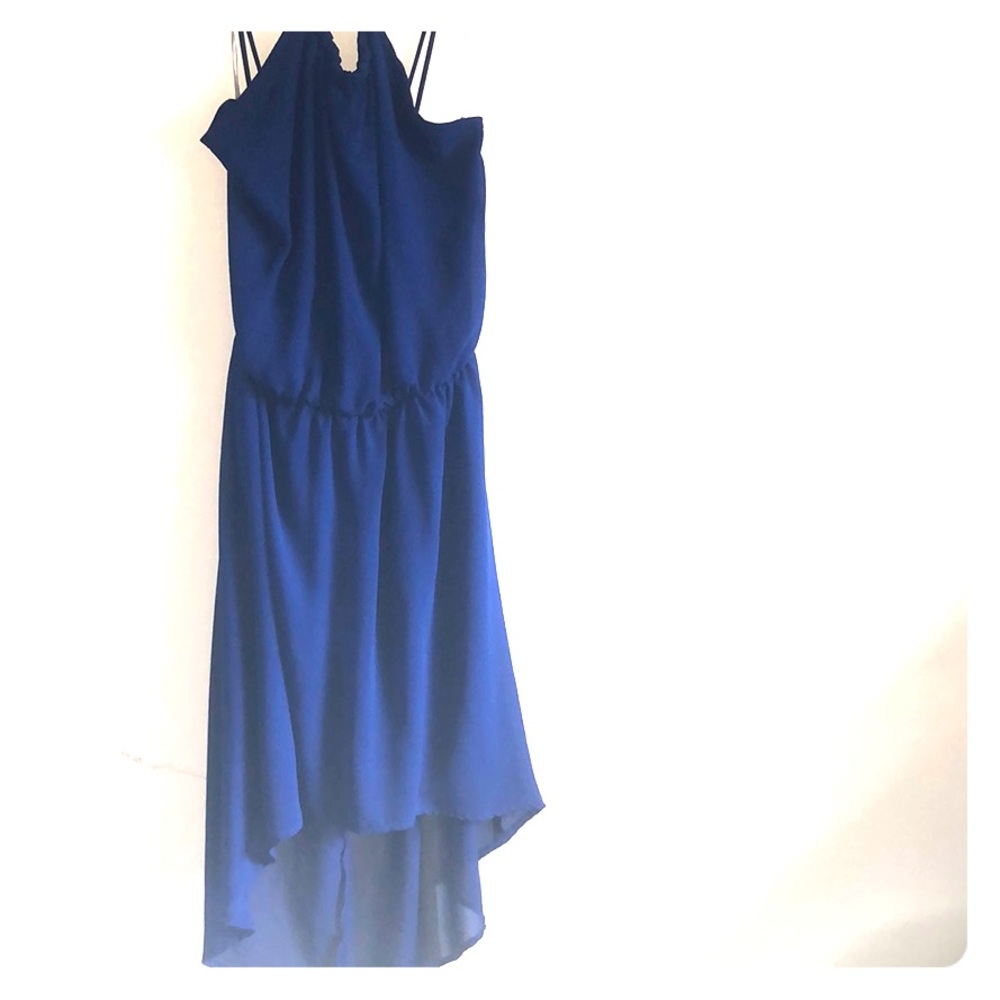 Charlotte Rouse gold chain royal blue high-low